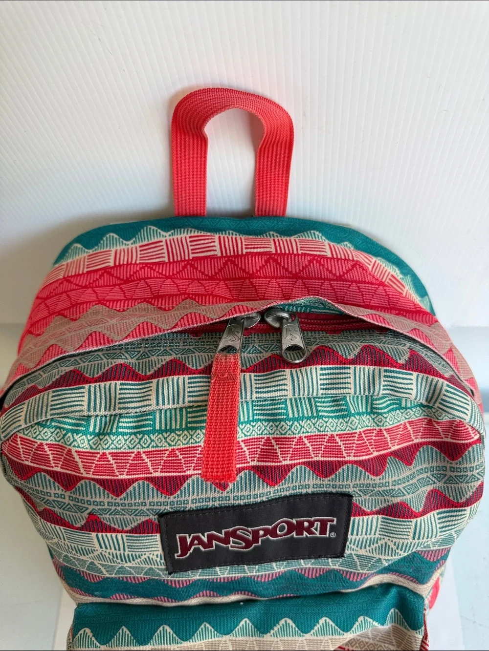 VINTAGE Jansport Digibreak Backpack MALT TAN BOHO STRIPE SOUTHWEST BOOK BAG PACK
